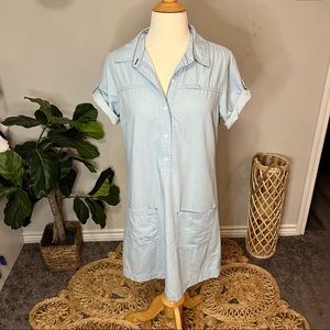 PATAGONIA Chesser Island Chambray Blue Denim Utility Shirt Dress SZ 8